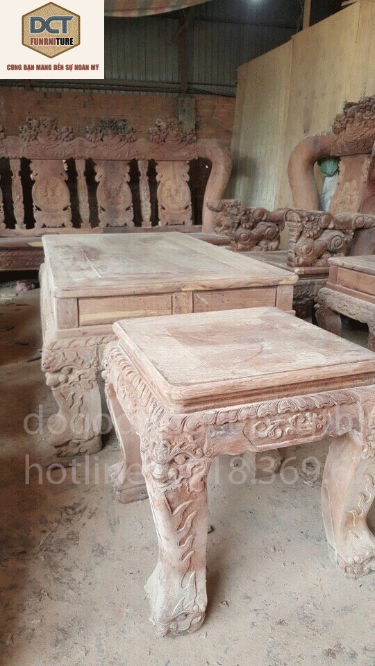 Bộ ghế cẩm lai cột 22 chạm nghê hàng đặt